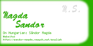 magda sandor business card